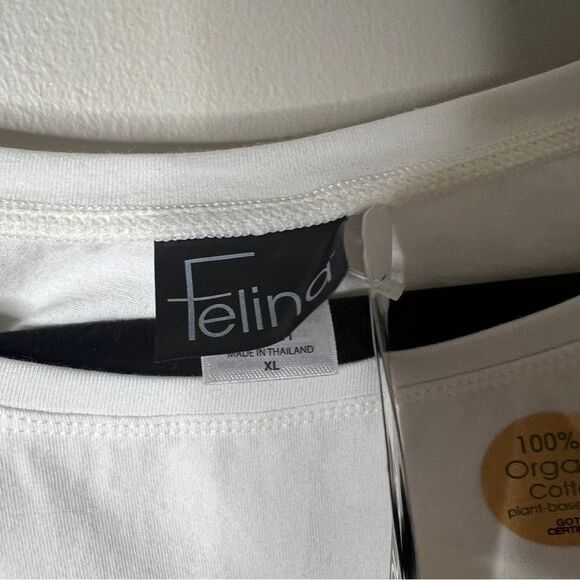 Felina Oversize White Organic Cotton Pockets Lounge Soft T-Shirt Extra Large - Picture 4 of 9
